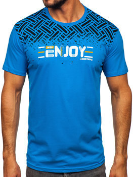 Bolf Herren Baumwoll T-Shirt mit Motiv Azurblau  14720