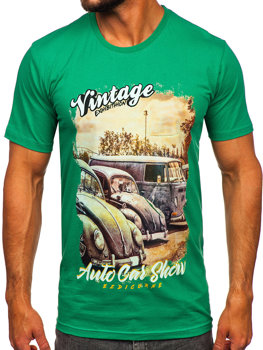 Bolf Herren Baumwoll T-Shirt mit Motiv Grün  143001