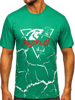 Bolf Herren Baumwoll T-Shirt mit Motiv Grün  5035