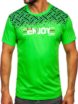 Bolf Herren Baumwoll T-Shirt mit Motiv Grün-Neon  14720