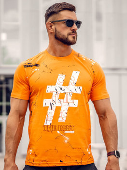 Bolf Herren Baumwoll T-Shirt mit Motiv Orange 14728A