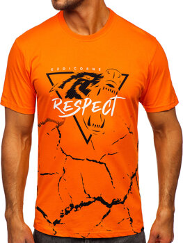 Bolf Herren Baumwoll T-Shirt mit Motiv Orange  5035