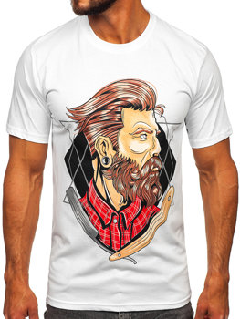 Bolf Herren Baumwoll T-Shirt mit Motiv Weiß  143024