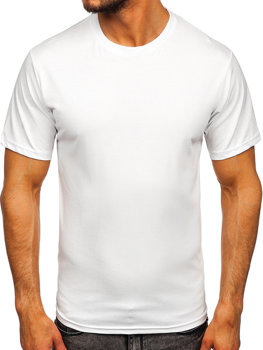 Bolf Herren Baumwoll Uni T-Shirt Weiß  192397