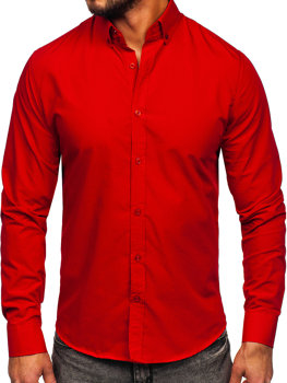 Bolf Herren Hemd Elegant Herrenhemd Rot  5821-1