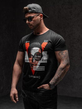 Bolf Herren T-Shirt mit Motiv Schwarz  KS2552