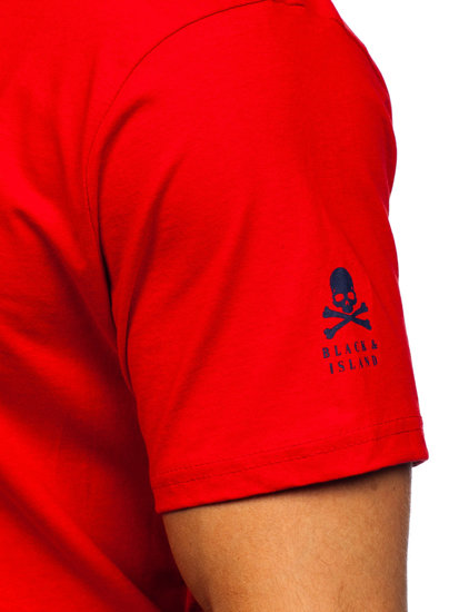 Bolf Herren Baumwoll T-Shirt mit Motiv Rot  14784