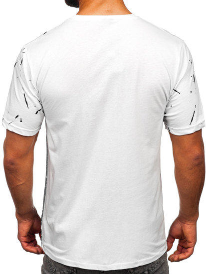 Bolf Herren Baumwoll T-Shirt mit Motiv Weiß  14730