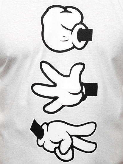 Bolf Herren Baumwoll T-Shirt mit Motiv Weiß KS1997