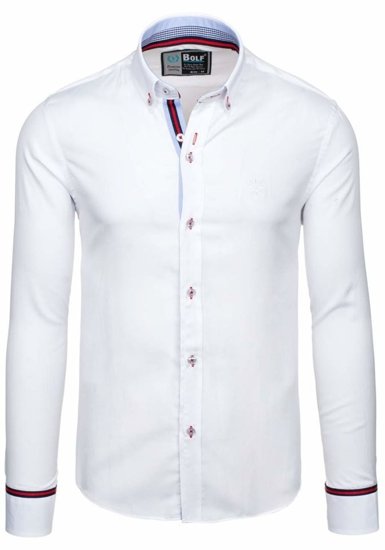 Bolf Herren Hemd Elegant Langarm Weiß  5801-A