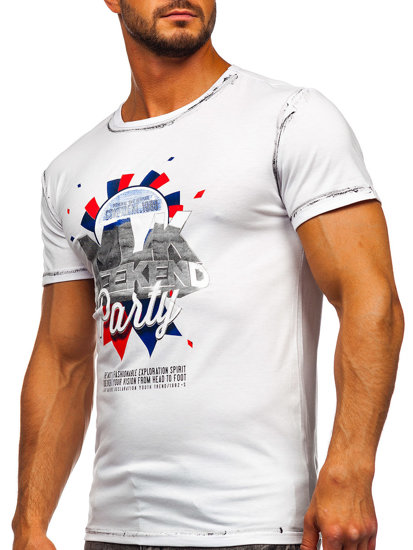 Bolf Herren T-Shirt Weiß  s028