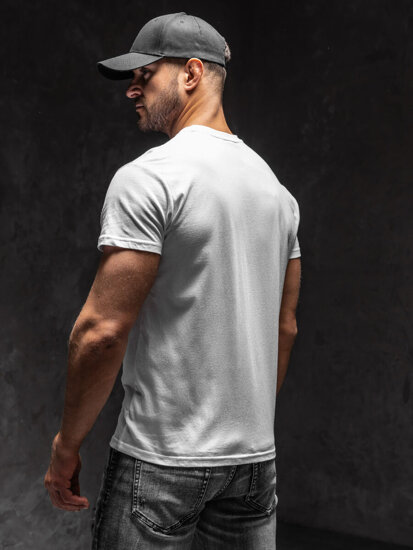 Bolf Herren T-Shirt mit Applikationen Weiß  KS2106