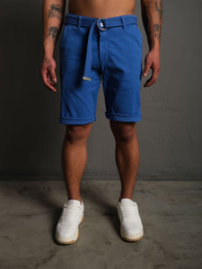 Bolf Herren Kurze Hose Shorts mit Gürtel Blau  0010