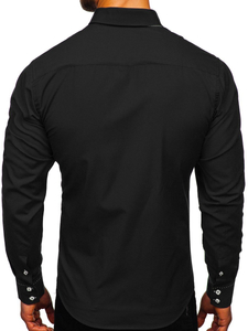 Herren Hemd Langarm Elegant Schwarz Bolf 1721-1