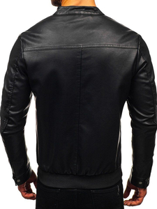 Herren Kunstlederjacke Schwarz Bolf 1073