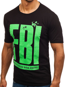 Herren T-Shirt mit Motiv Schwarz Bolf 6295