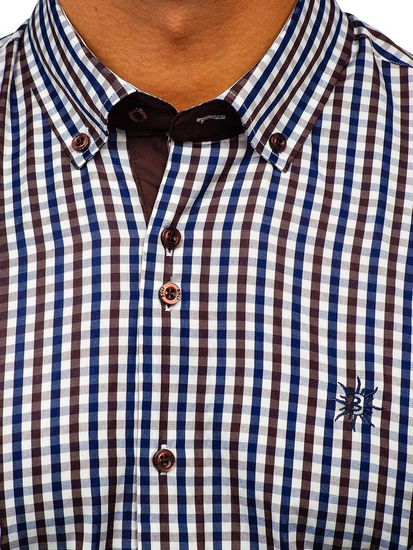 Herren Hemd Kariert Kurzarm Braun Bolf 4510