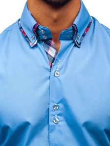 Herren Hemd Elegant Langarm Hellblau Bolf 2712