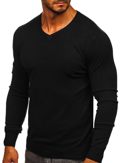 Herren Pullover mit V-Ausschnitt Schwarz Bolf YY03