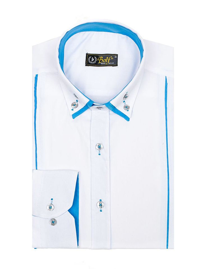 Herren Hemd Langarm Elegant Weiß Bolf 4744