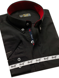Herren Hemd Elegant Langarm Schwarz Bolf 2772